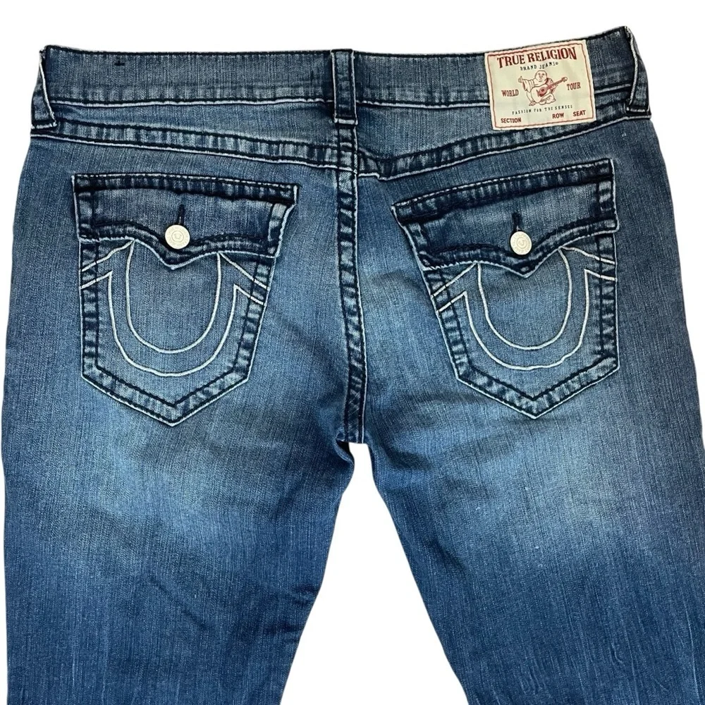 True Religion Jeans Mens 38X33 Blue Denim Geno Relaxed Slim Faded Casual